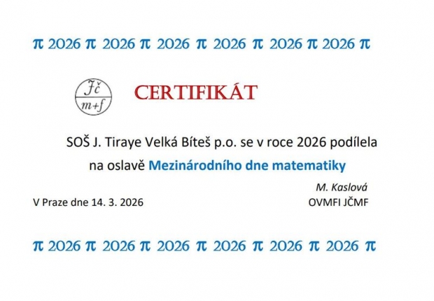 Den matematiky na SOŠ Jana Tiraye